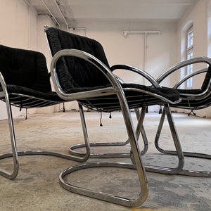 Freischwinger grau Cord Chrom von Gastone Rinaldi