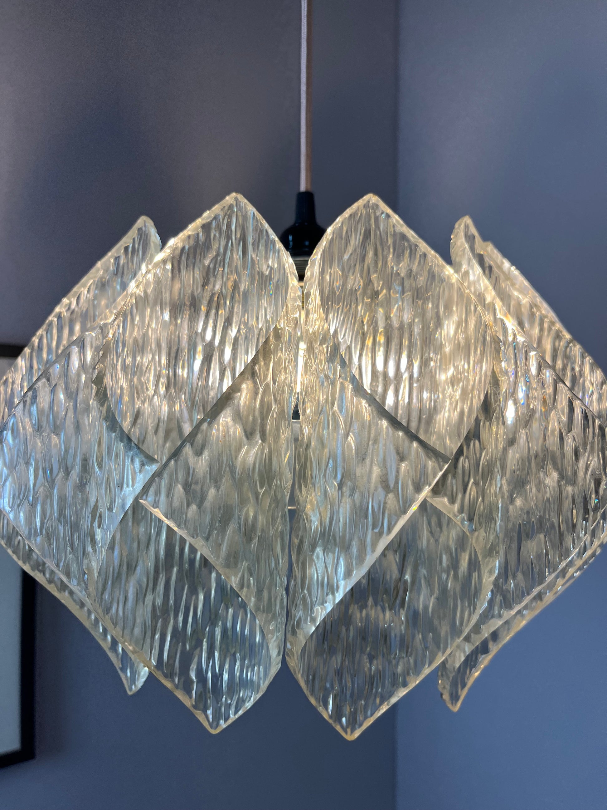 Hängelampe Lucite Eisglas von Marbach Leuchten