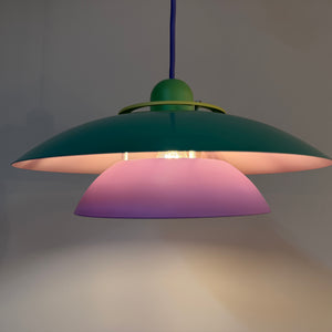 Lamellenlampe neu lackiert flieder türkis aus Dänemark