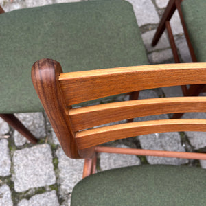 Set: 6x Esszimmerstuhl grün Teak neu gepolstert