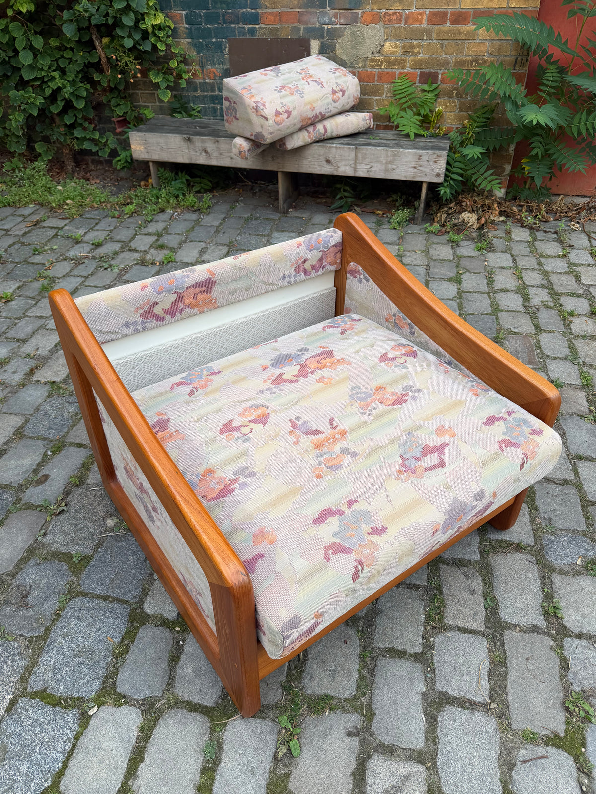 Schlafsessel / Gästebett Teak Textilstoff aus Dänemark