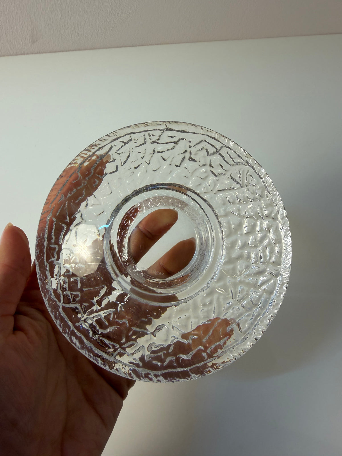 Set: 2x Diskus Kerzenhalter Kristallglas von Lars Hellsten für Orrefors