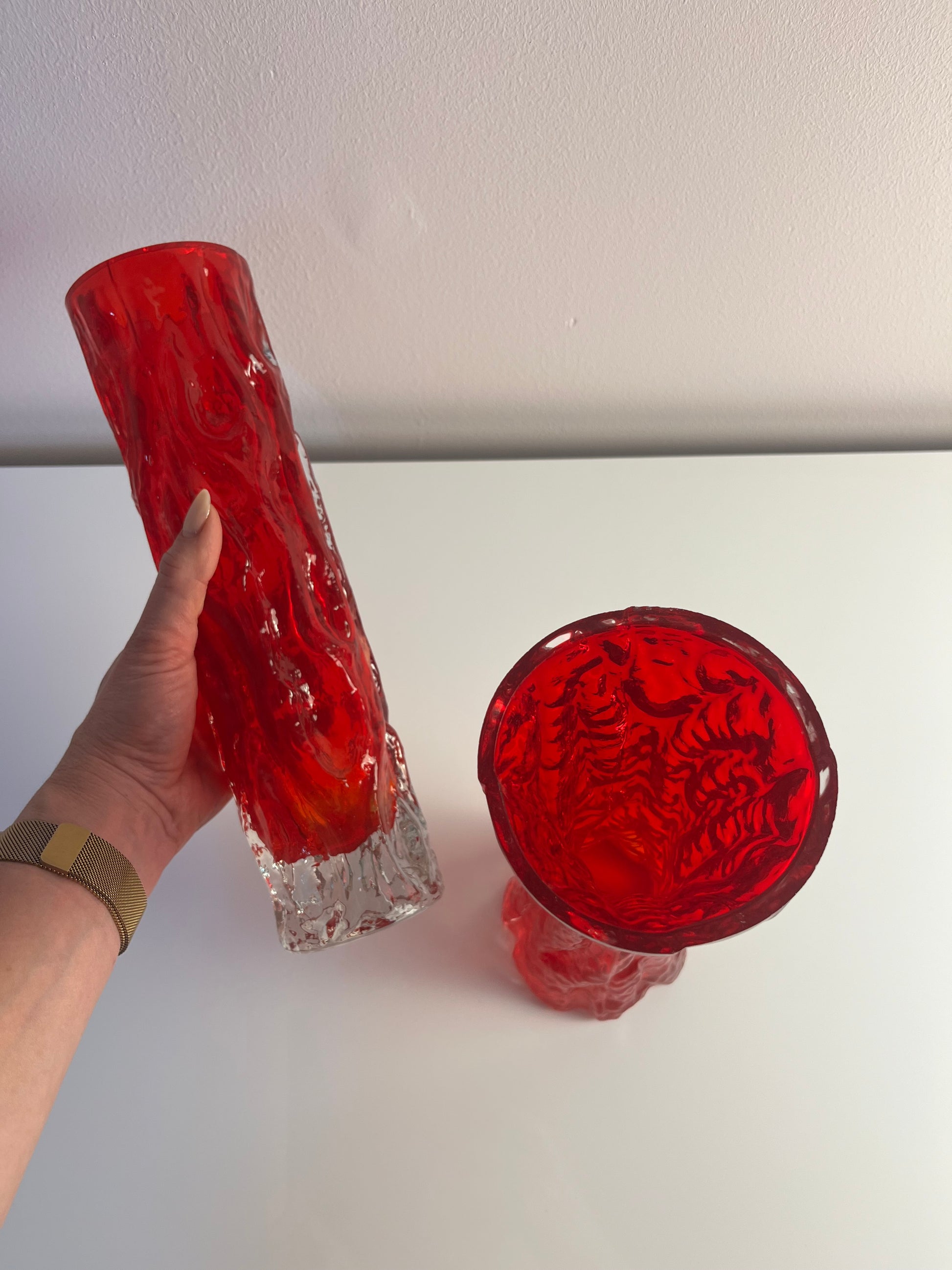Set: 2 Vasen rot von Kurt Wokan für Ingrid Glas