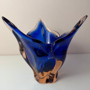 Vase kobaltblau Glas von Josef Hospodka für Chřibská Sklárna