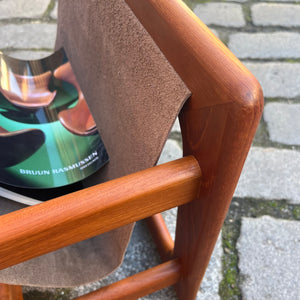 Zeitungsständer Teak Echtleder mit einem Fach von Aksel Kjersgaard für Salin Møbler