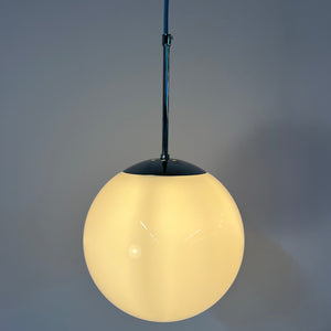 Kugellampe weiß Chrom Glas mit Stab