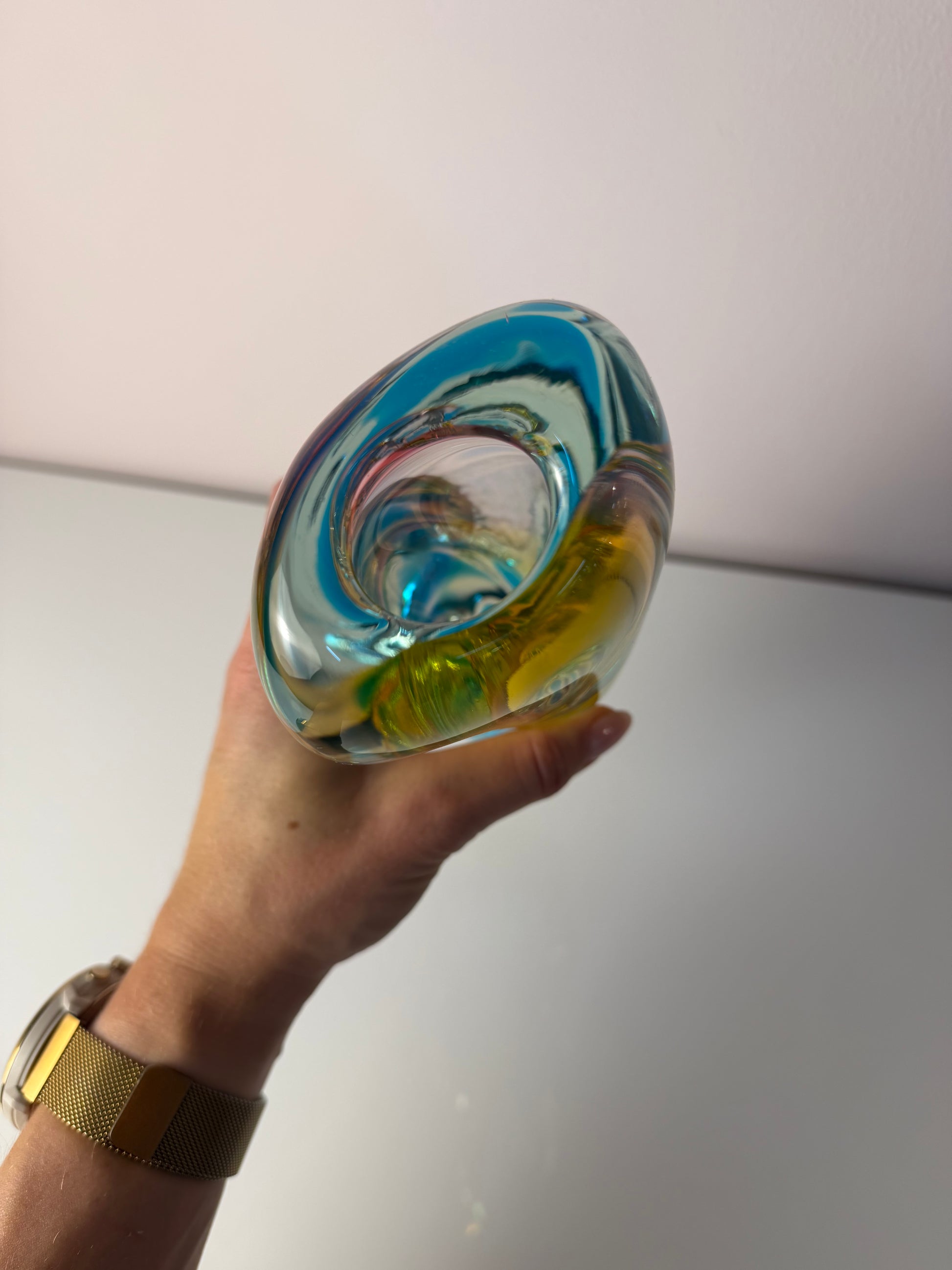 Vase Regenbogen Glas von Josef Rozinek für Borske Sklo