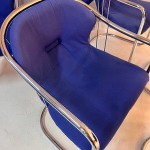 Freischwinger Chrom blau von Gastone Rinaldi für Alma