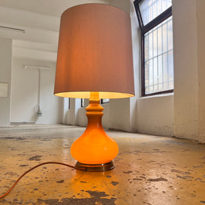 hohe Tischlampe Glas & Seide