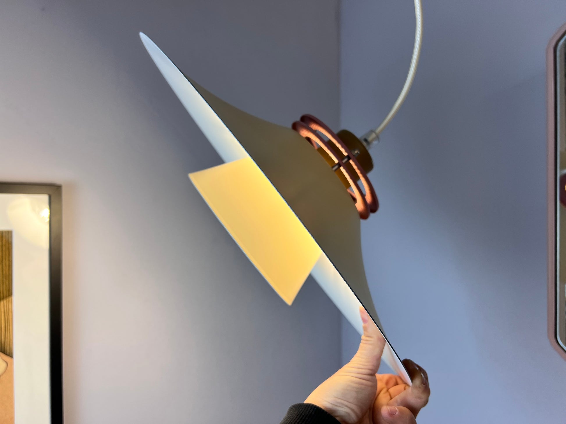 Lamellenlampe neu lackiert creme rosa braun