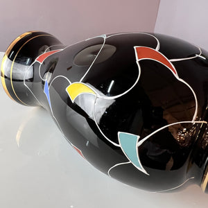 Vase schwarz Hyalithglas von Glasveredelung Karl Grossmann