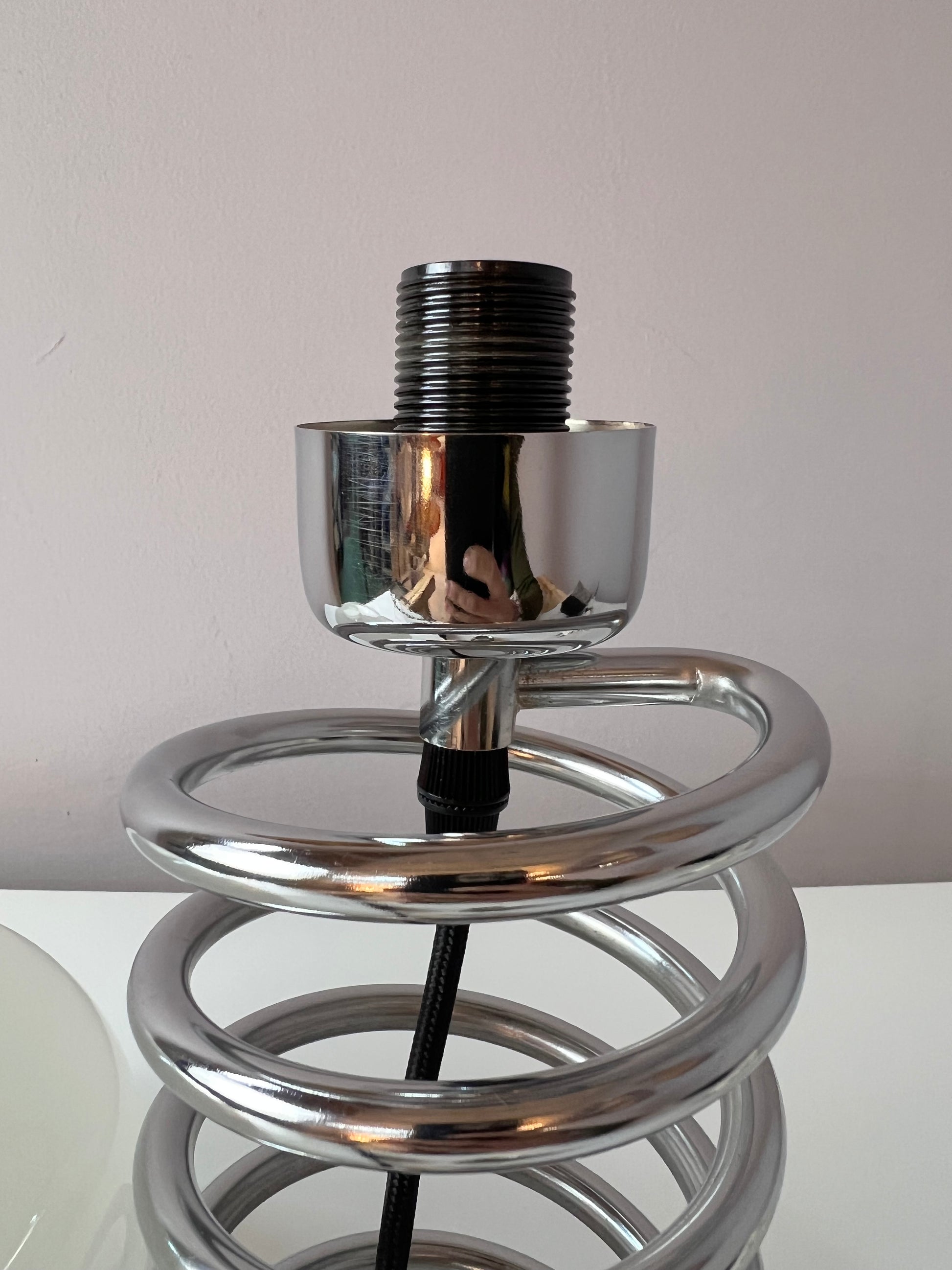 Spiral-Tischlampe Glas & Chrom Ingo Maurer für HONSEL