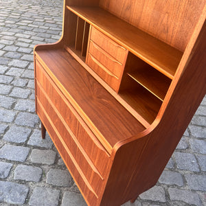 Bücherregal Teak mit Sekretär & Ausziehplatte aus Dänemark