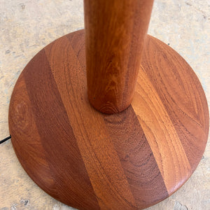 Stehlampe Teak mit Seidenschirm aus Dänemark