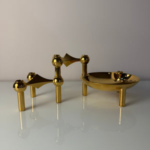 Set: 2 Kerzenständer und 1 Schale gold von Stoff & Nagel