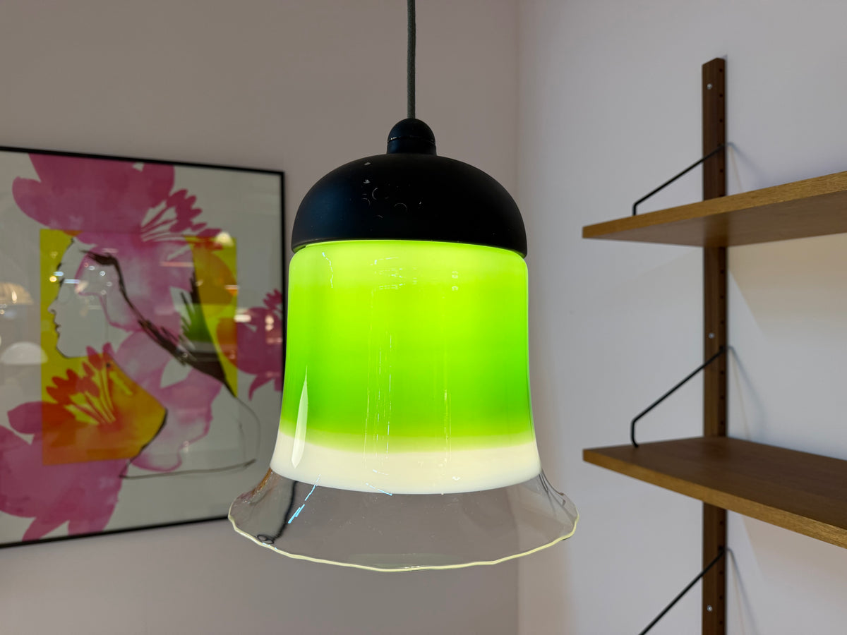 Hängelampe grün weiß Glas von Peill & Putzler