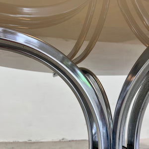 Runder Esstisch Rauchglas & Chrom