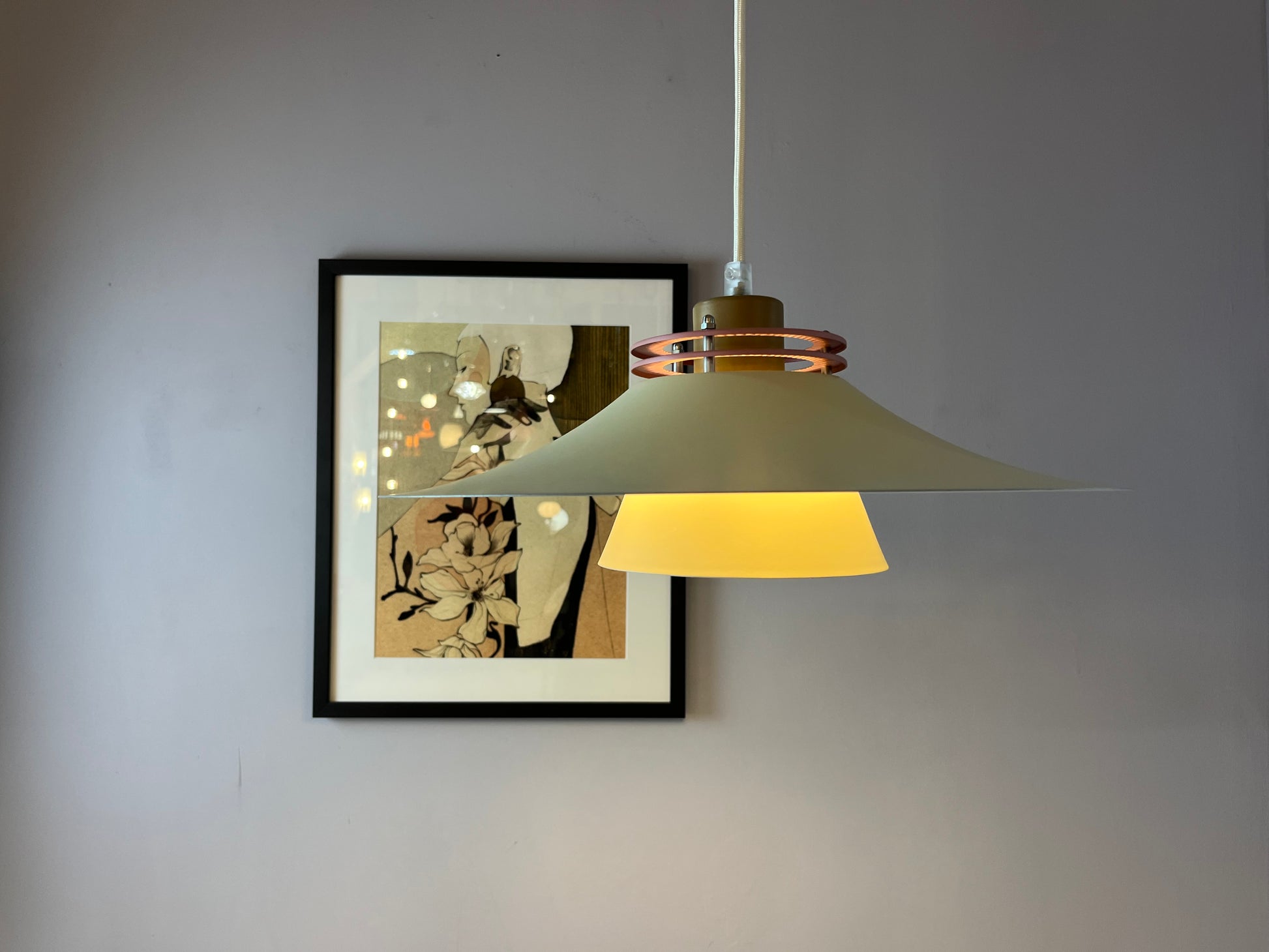 Lamellenlampe neu lackiert creme rosa braun
