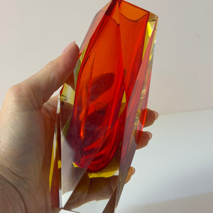Blockvase rot gelb Murano-Glas von Vetreria Artistica Oball
