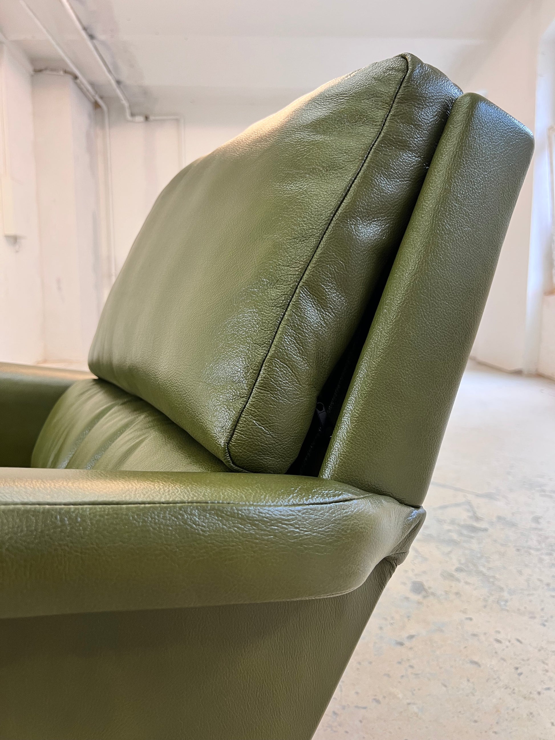 Swing Chair grün Echtleder Chrom von Reinhold Adolf & Hans Jürgen Schröpfer für COR