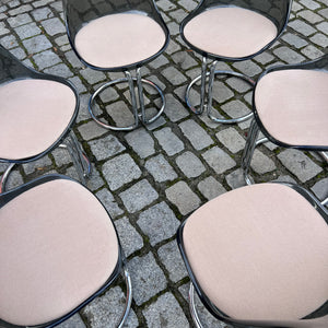 Freischwinger grau beige Kunststoff Chrom