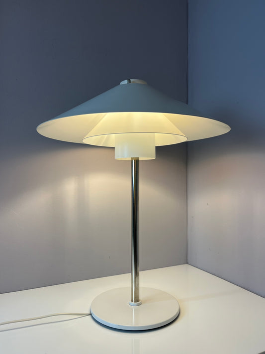 Tischlampe Trapez weiß orange von Christian Hvidt für Nordisk Solar