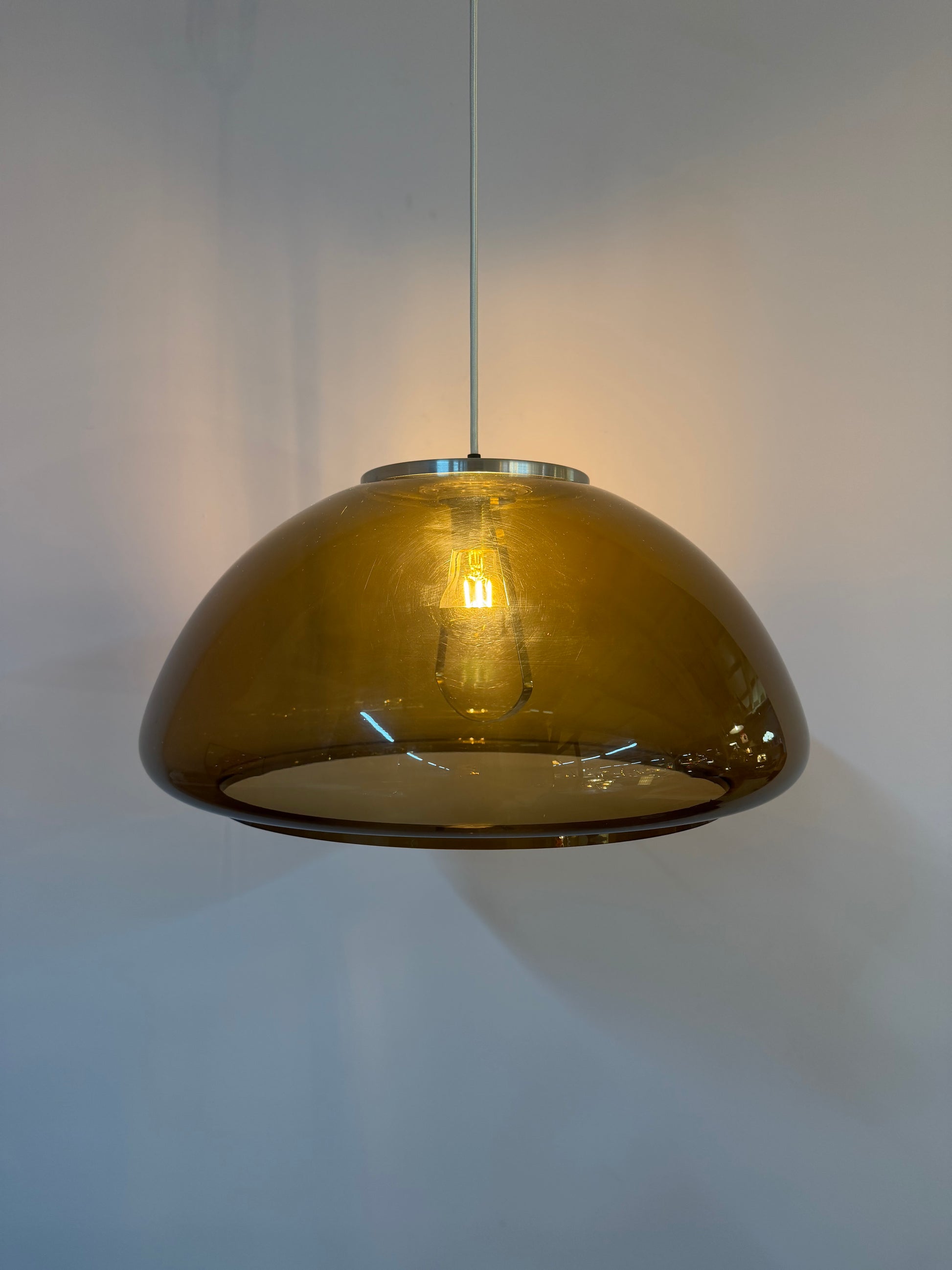 Hängelampe braun transparent Kunststoff