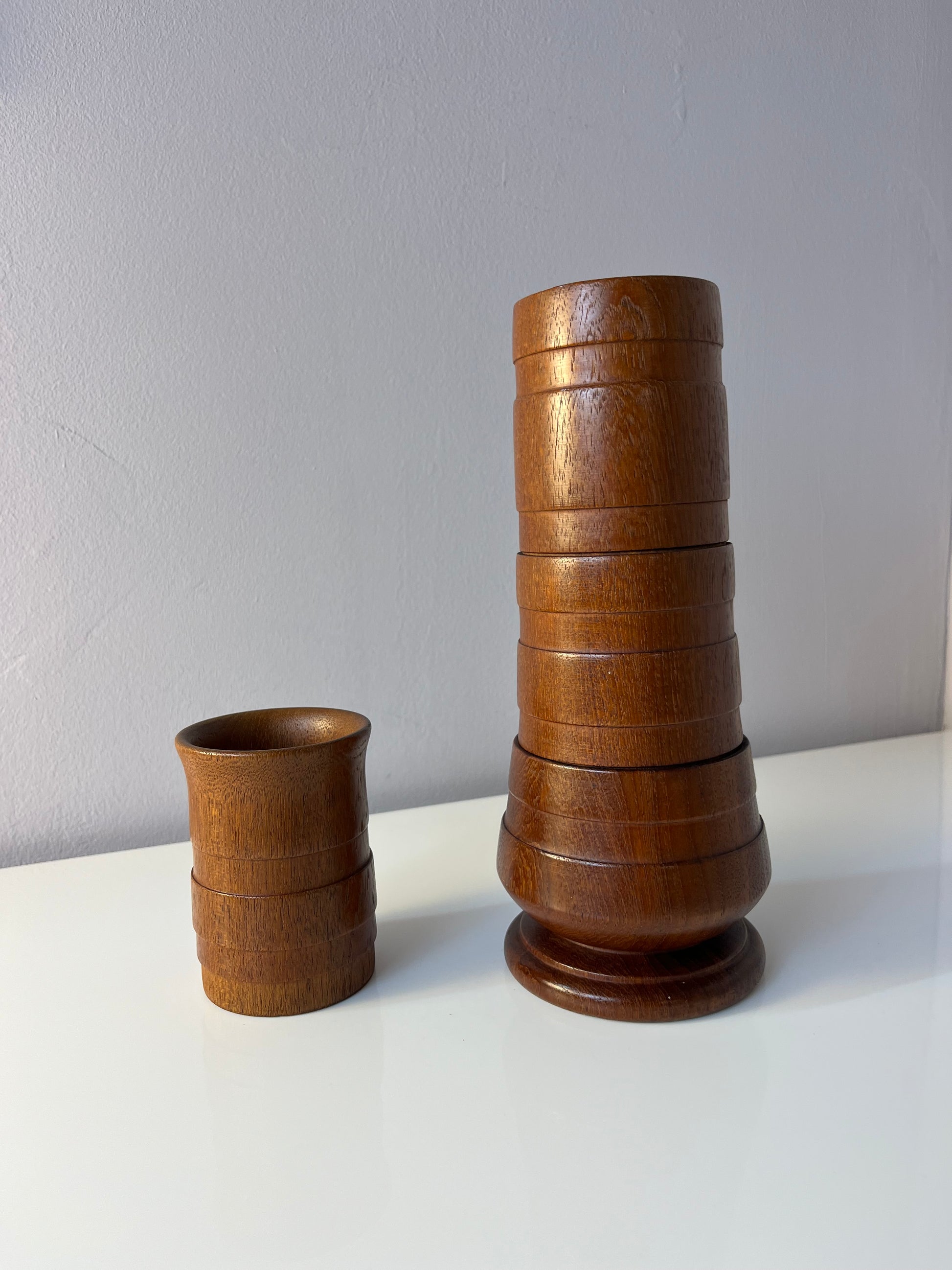 Stapelbare Vase Teak aus Dänemark
