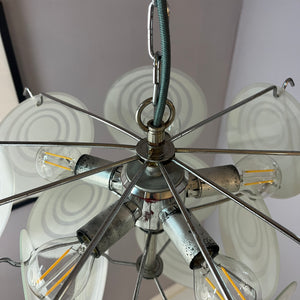 Kronleuchter weiß silber mit Glasscheiben