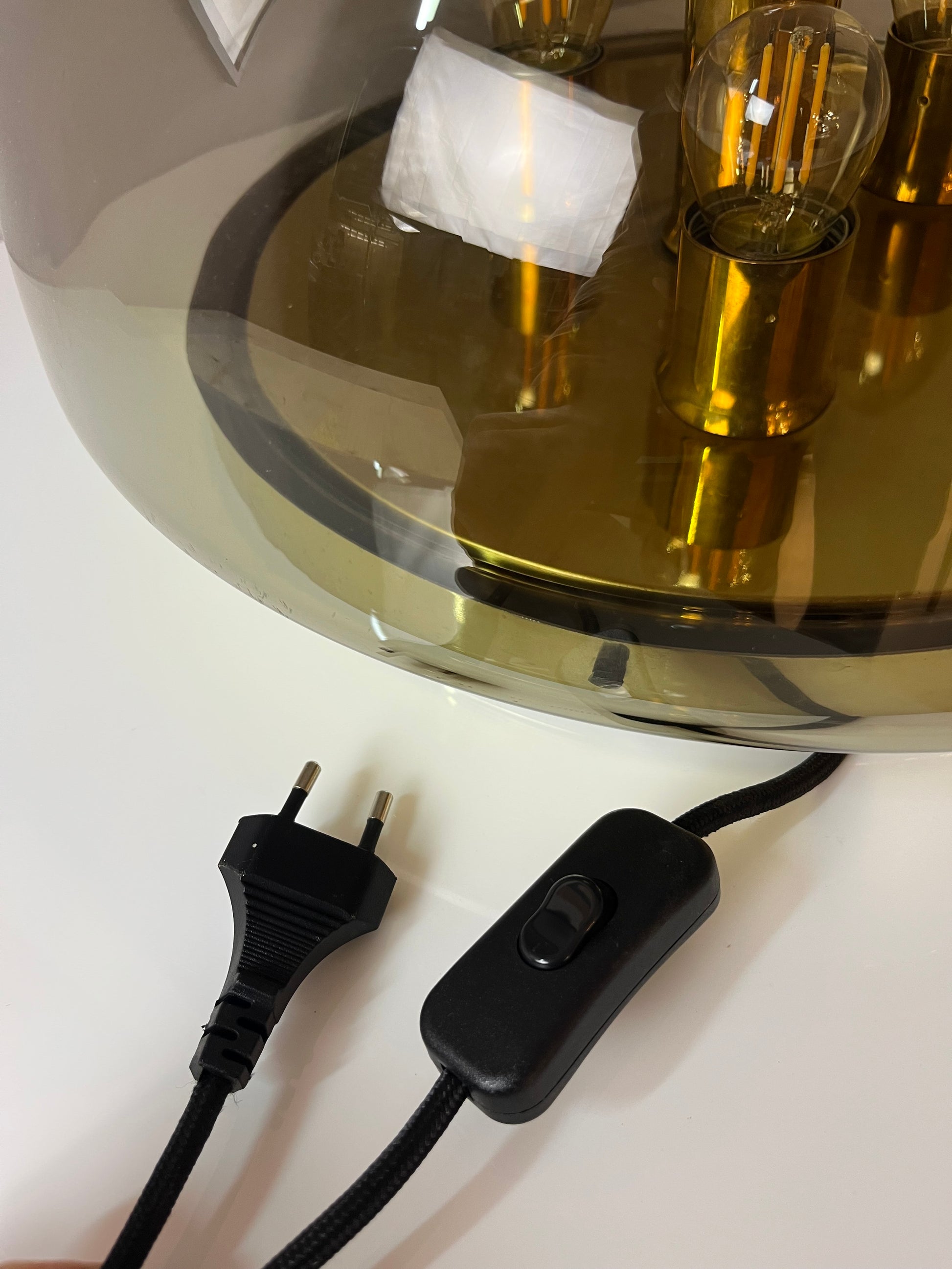 Wand-/ Deckenlampe Messing Rauchglas von Kaiser Leuchten