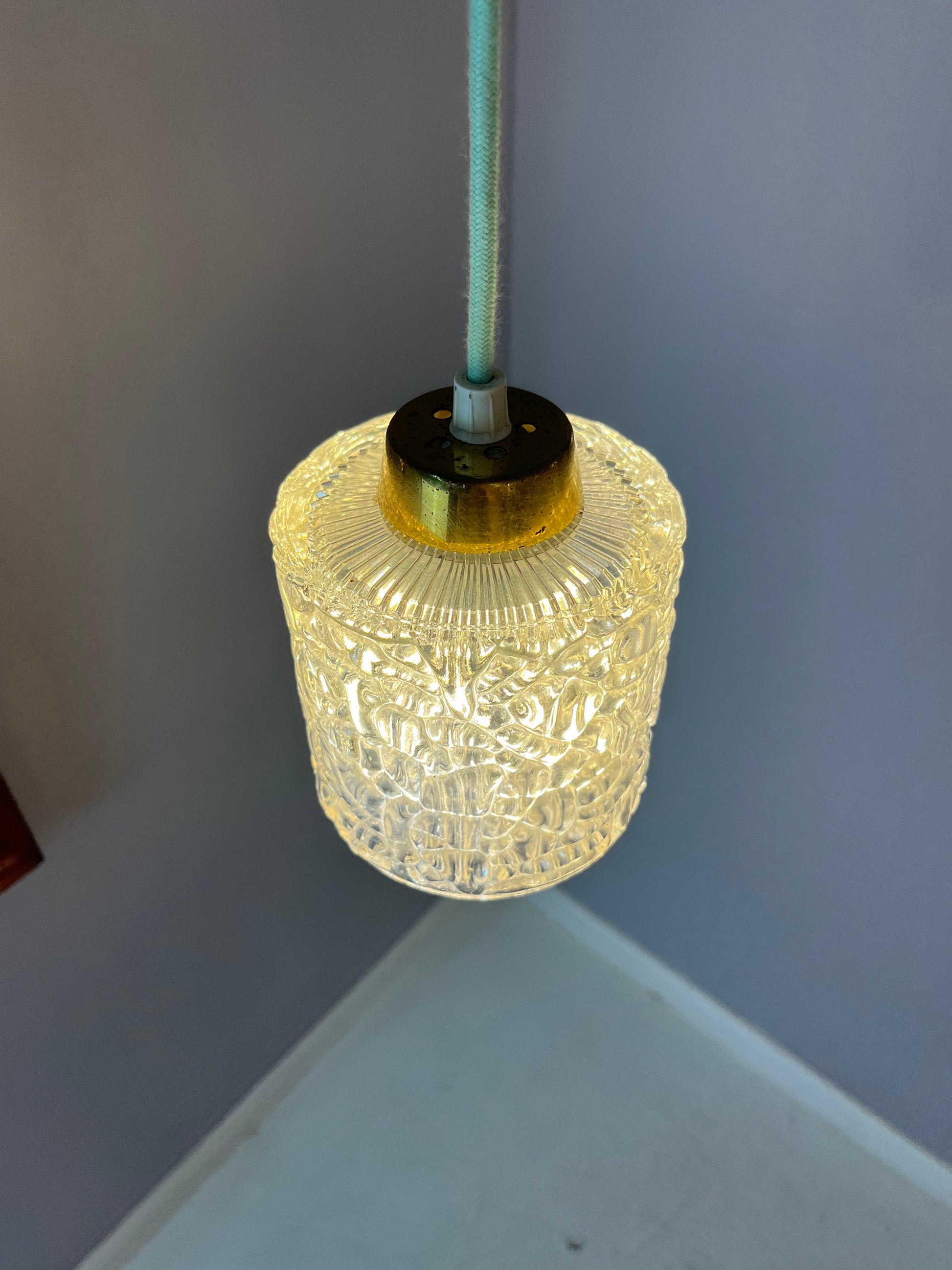 Hängelampe Glas Messing aus Dänemark