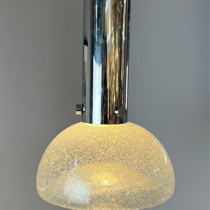 Hängelampe Chrom Eisglas von Herbert Proft für Glashütte Limburg