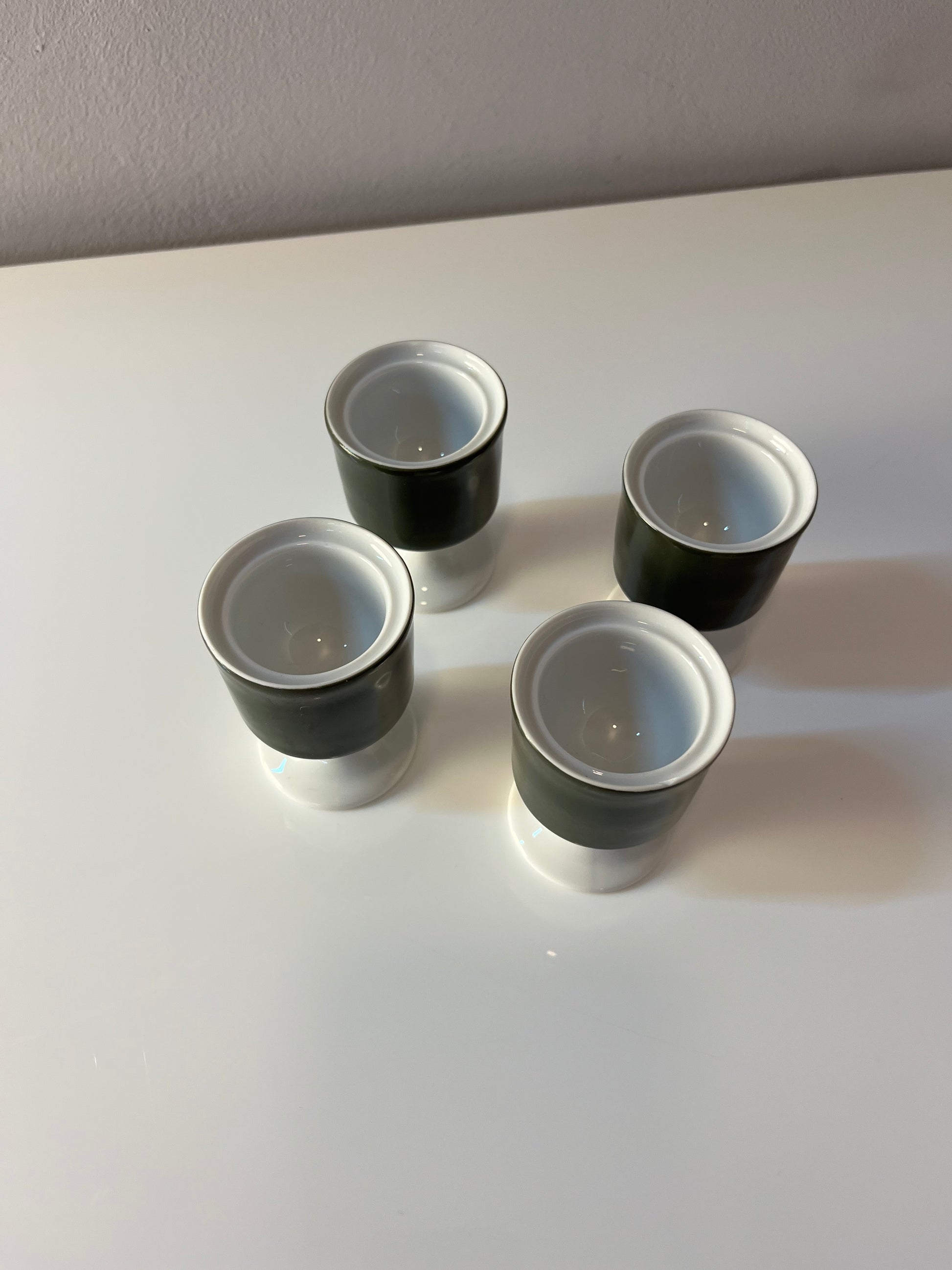 Set: 4x Eierbecher Modulation Secunda grün von Tapio Wirkkala für Rosenthal
