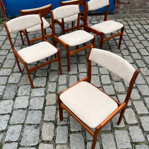 Set: 6x Polsterstuhl beige Teak Cord von Erik Buch