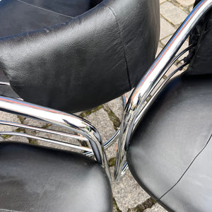 Freischwinger Echtleder Chrom aus Italien
