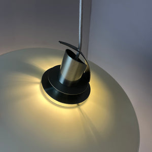 Hängelampe silber Milchglas