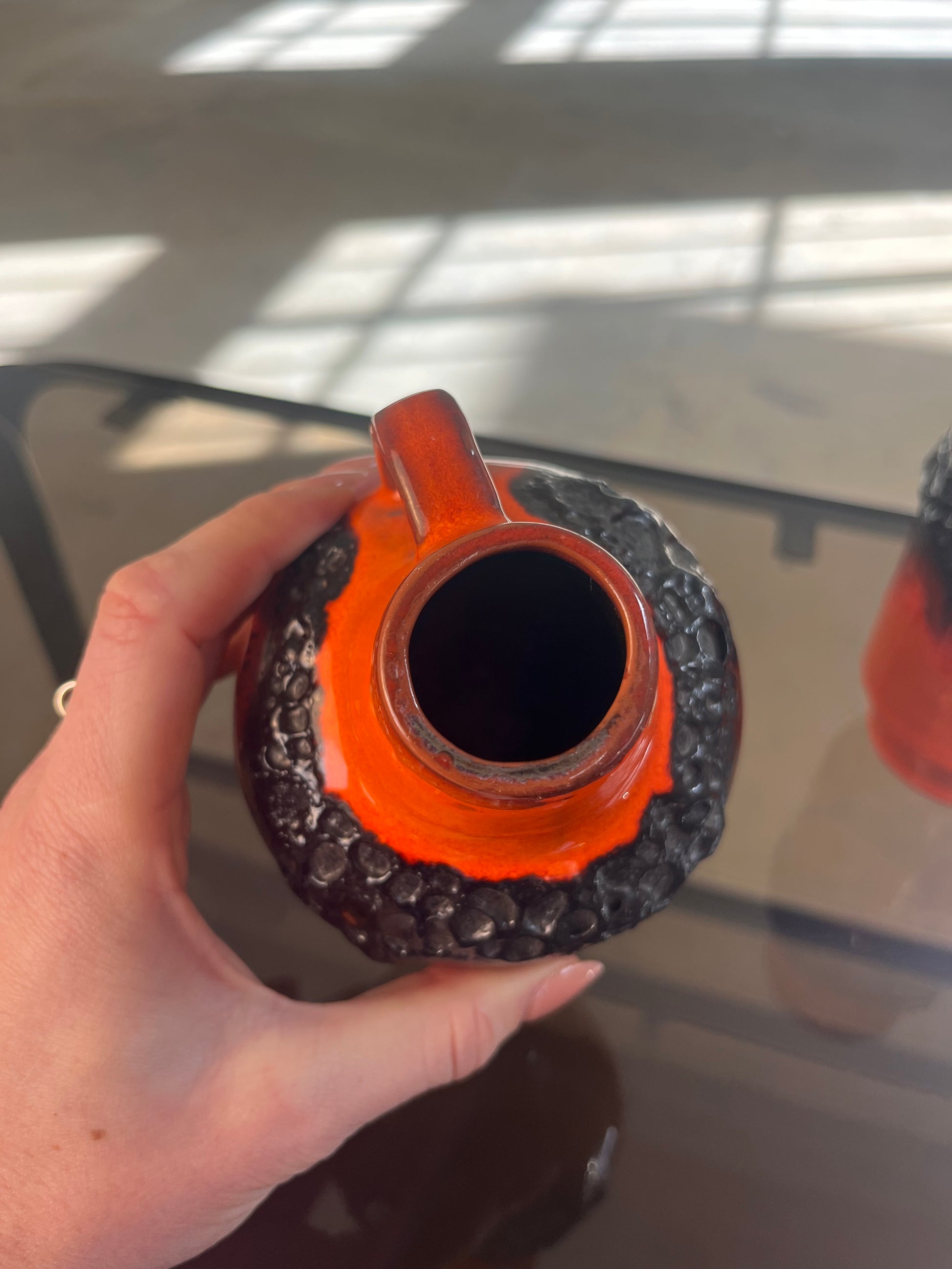 Set: 2x Vase Fat Lava orange schwarz von Kreutz Keramik