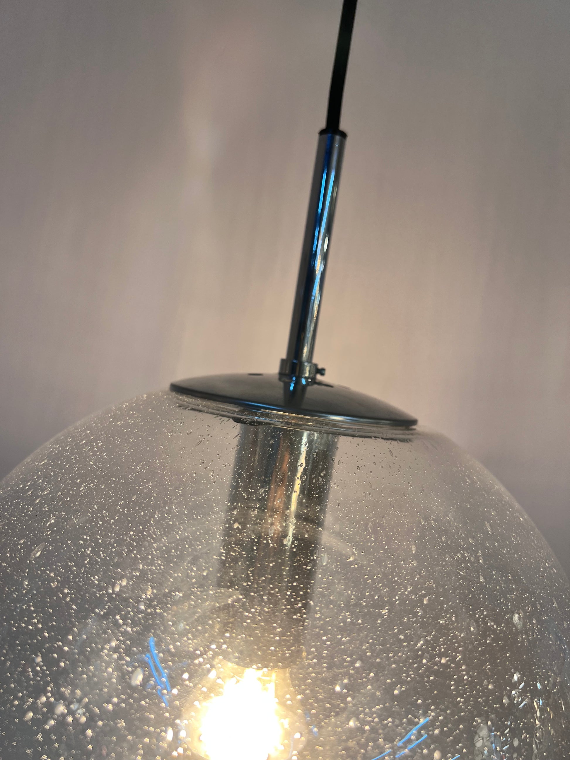 Kugellampe Glas Chrom von Glashütte Limburg