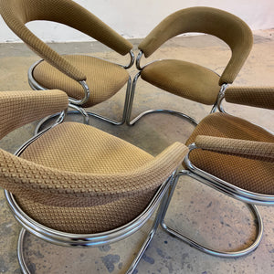 Freischwinger beige Chrom von Giotto Stoppino - Sehr guter Zustand