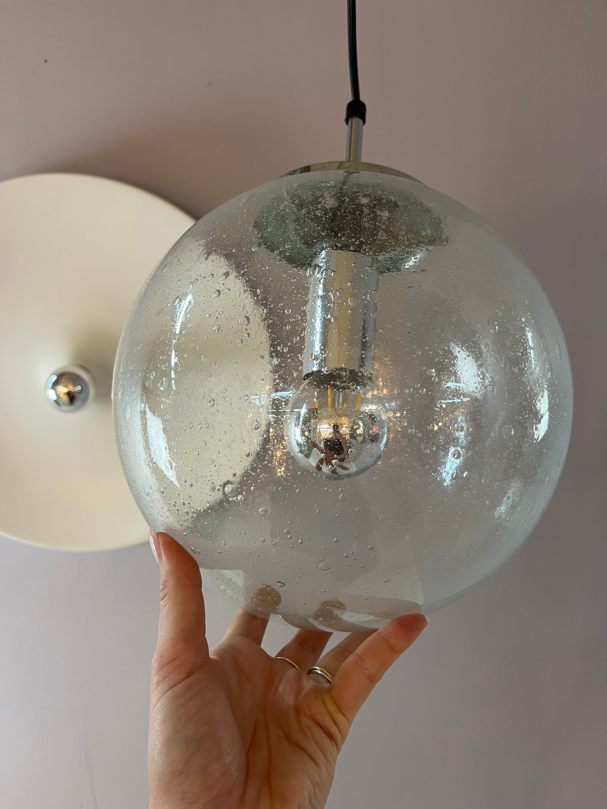 Kugellampe Einschlussglas Chrom von Glashütte Limburg