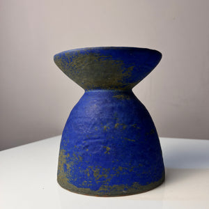 Set: Vase, Kerzenständer & Schale blau von Majolika Keramik Manufaktur