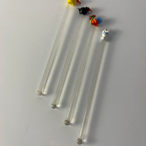 Set: 4x Rührstab mit Tierfigur von Farbglashütte Lauscha