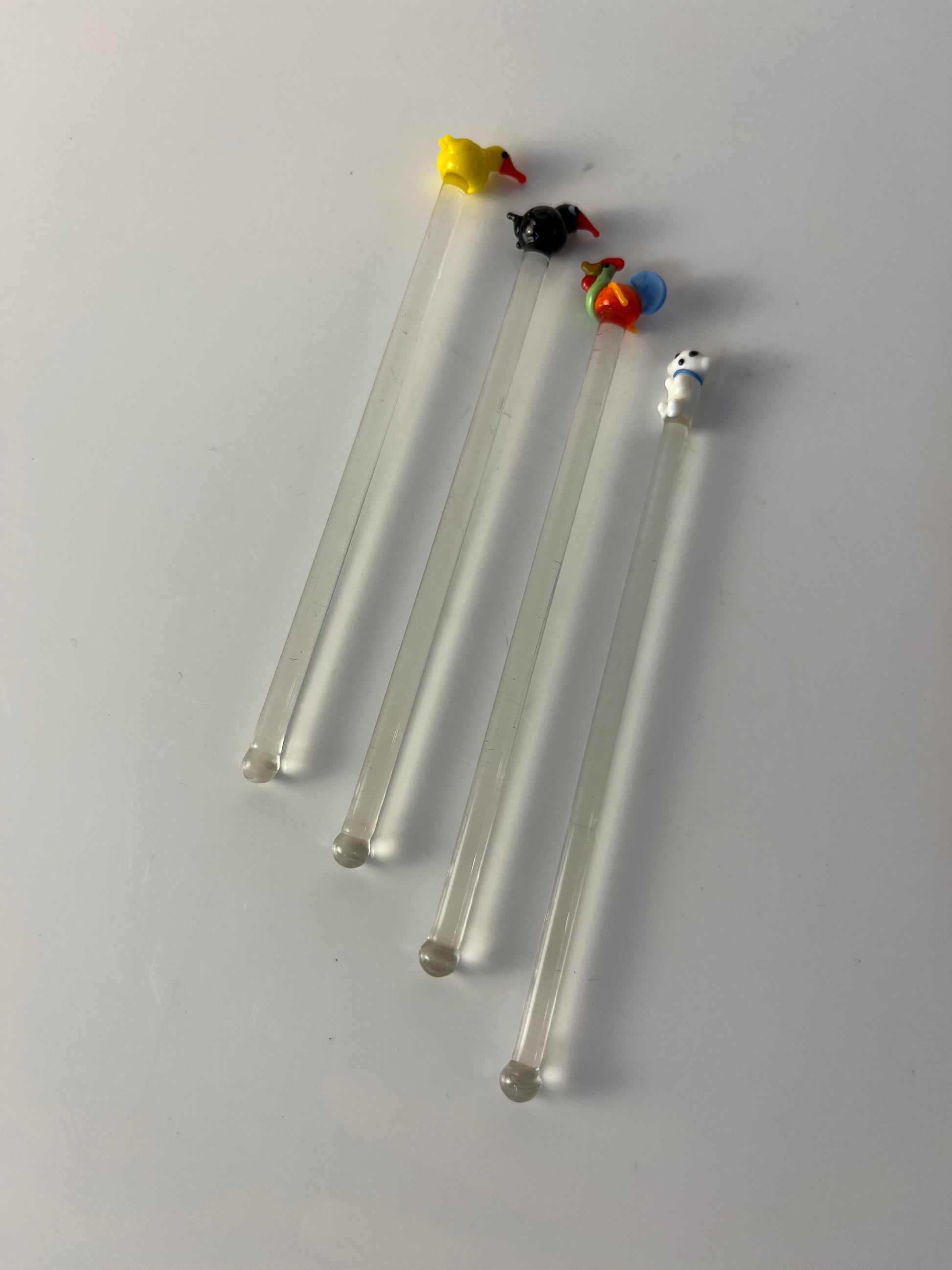 Set: 4x Rührstab mit Tierfigur von Farbglashütte Lauscha