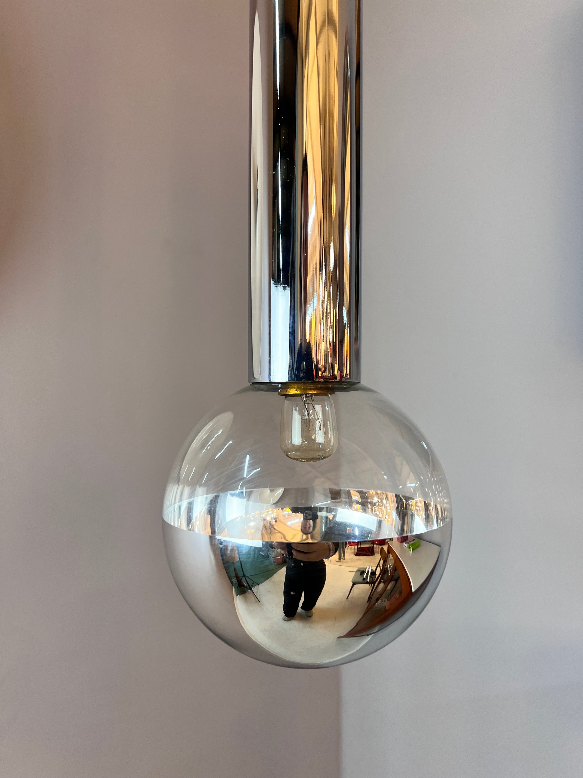 Hängelampe Big Globe Chrom 49 cm von Motoko Ishii für STAFF
