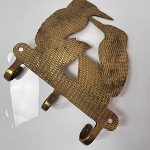 Handbemalte Messing Garderobe Eisvögel 50er Jahre
