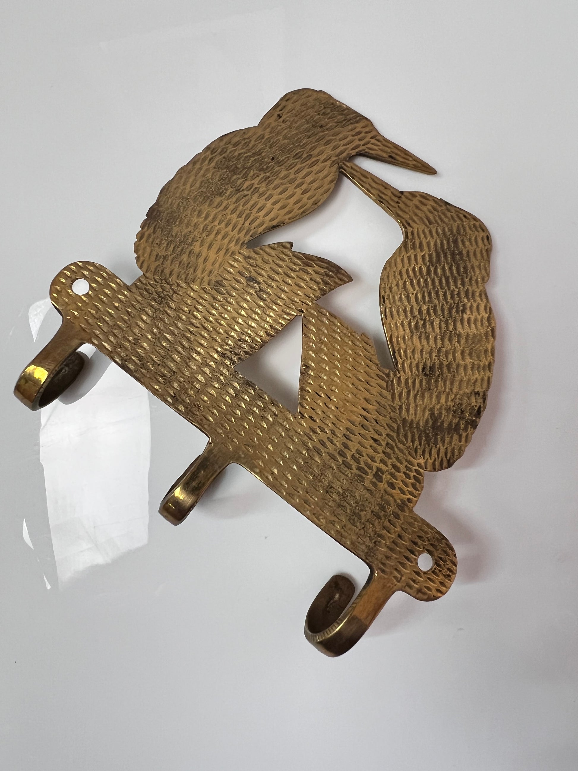 Handbemalte Messing Garderobe Eisvögel 50er Jahre