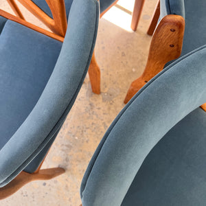 Set: 4x Polsterstuhl blau Teak von Erik Buch für O.D. Møbler