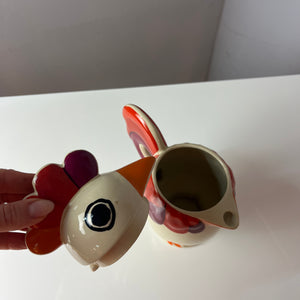 Kanne Hahn orange rot Keramik