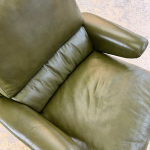 Swing Chair grün Echtleder Chrom von Reinhold Adolf & Hans Jürgen Schröpfer für COR