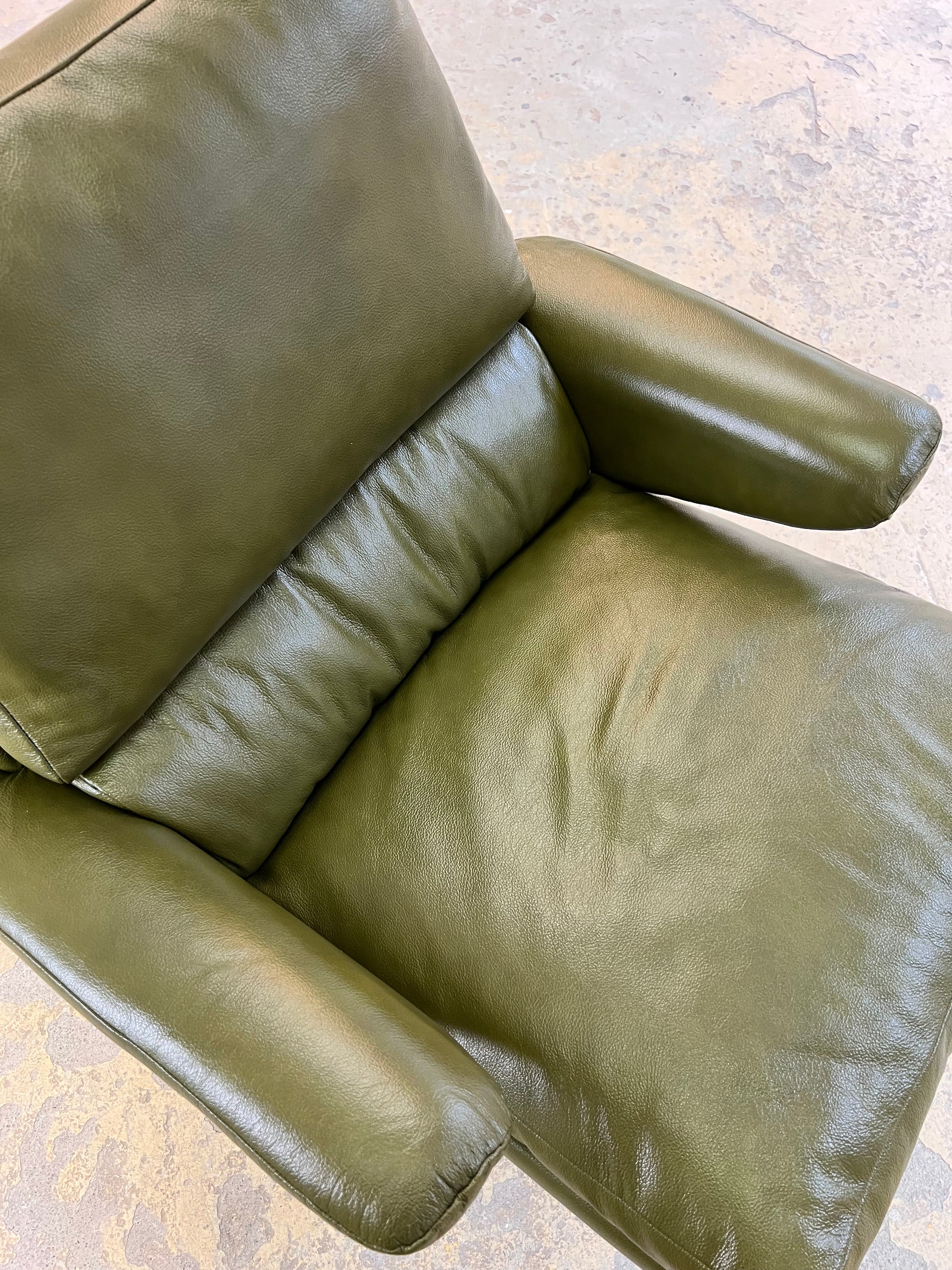 Swing Chair grün Echtleder Chrom von Reinhold Adolf & Hans Jürgen Schröpfer für COR